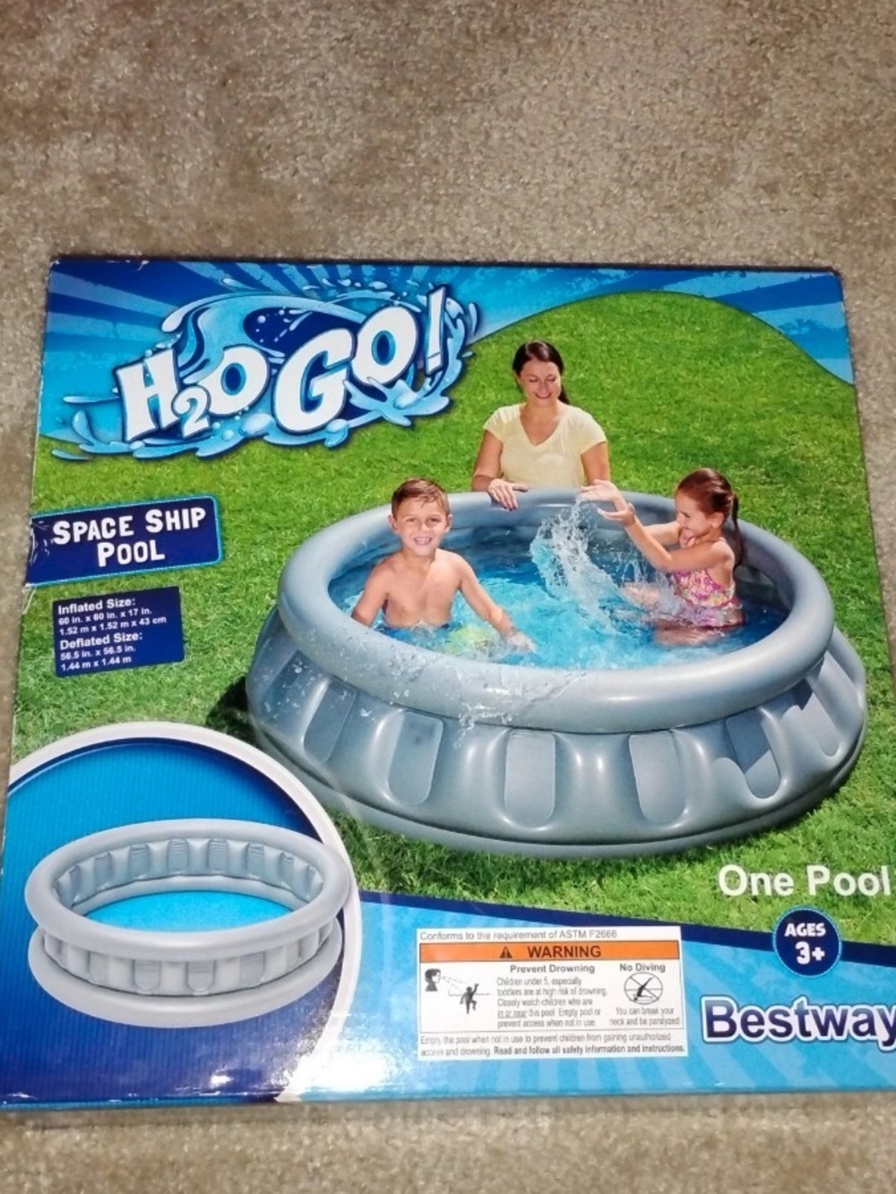 Kids Silver Space Ship Pool – Inflatable Backyard Swim Pool